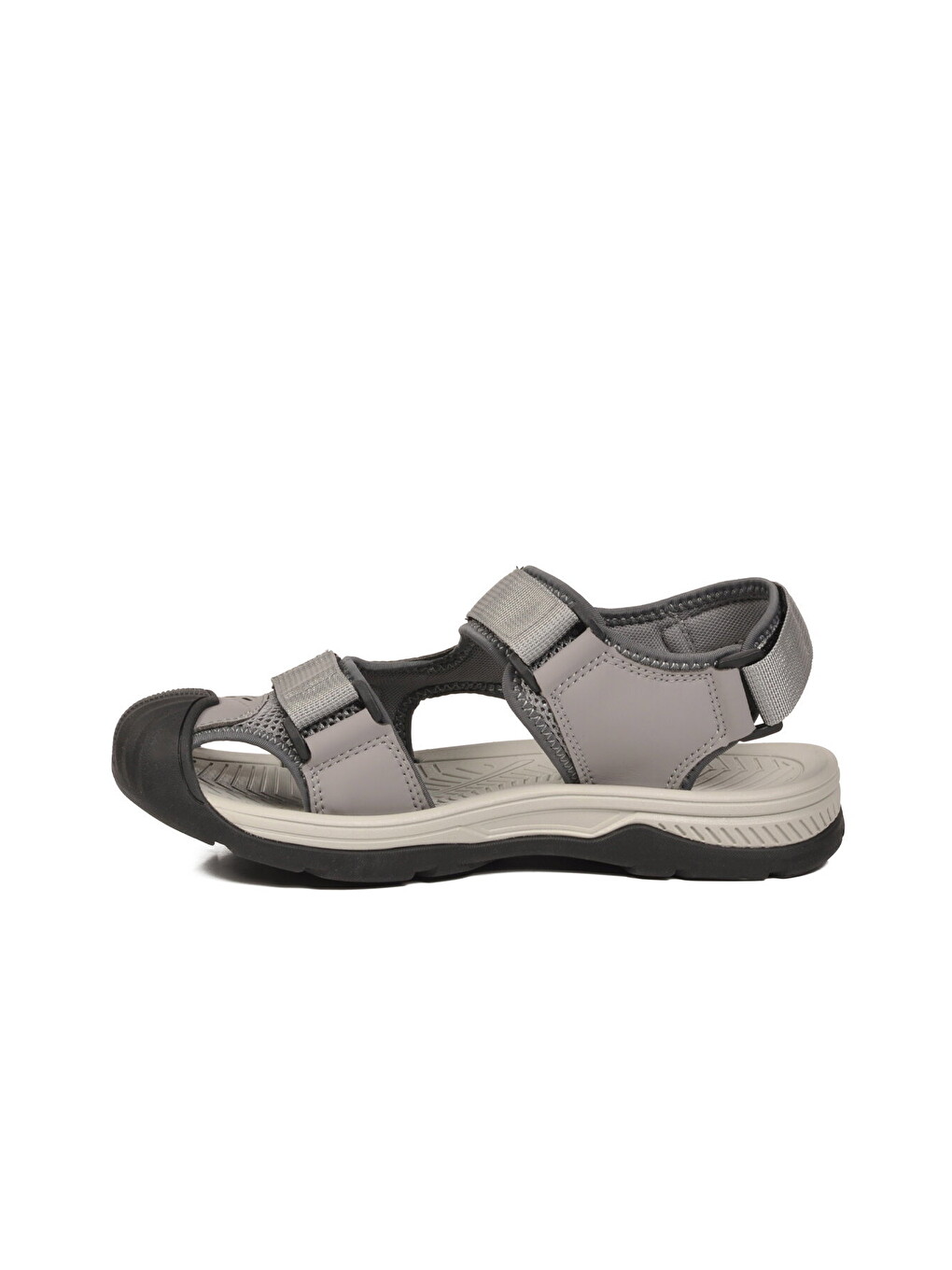 Erkek Outdoor Trekking Sandalet Kapalı Burun Cırtlı Günlük Yürüyüş Gri E337 M-3