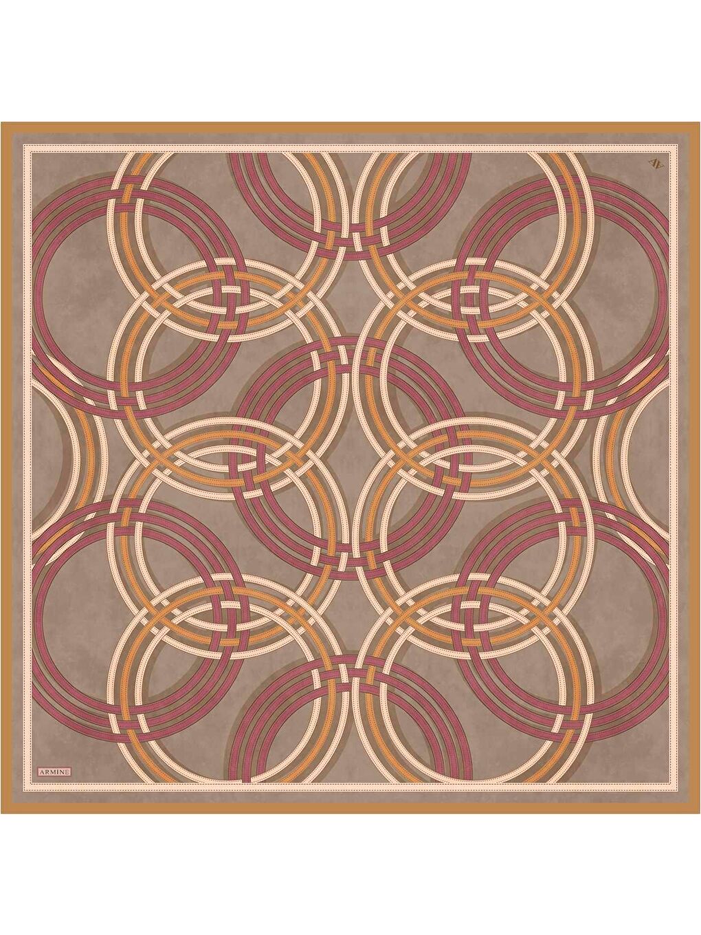 Kahverengi Desenli Saf İpek Sura Eşarp 9333 03-2