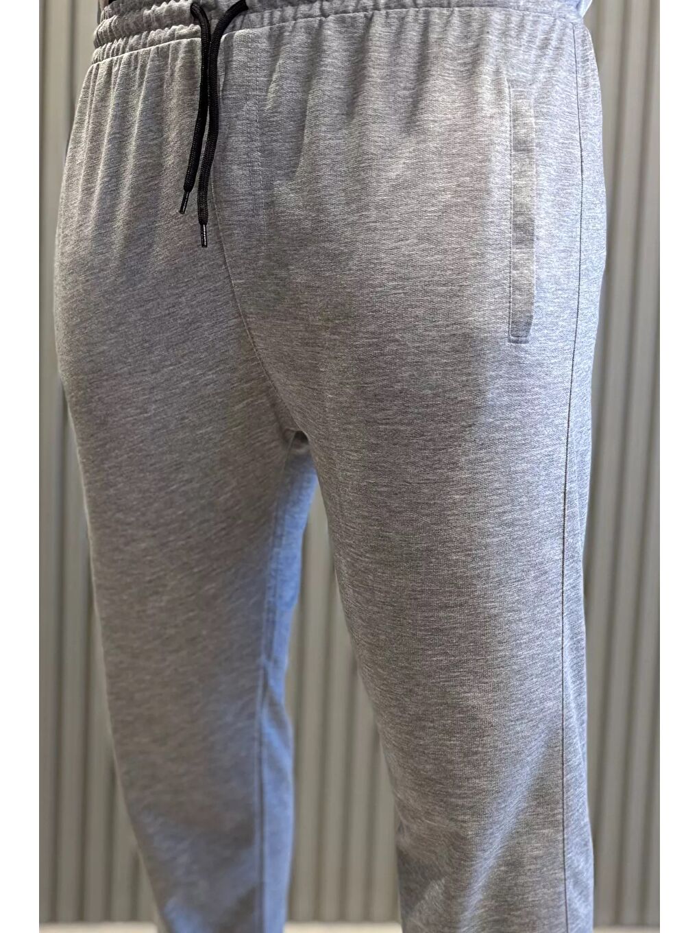 Gri Cep Fermuarlı Erkek Eşofman Altı-3