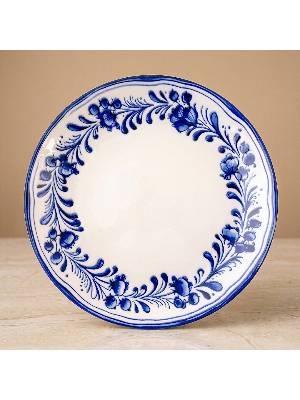 Ekru Yaprak Desenli 25 Cm 4lü Düz Servis Tabağı 6312-3