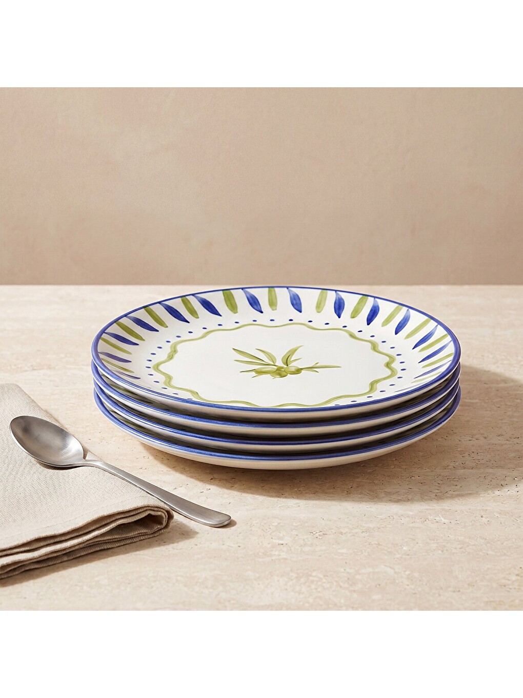 Ekru Zeytin Dalı 25 Cm 4lü Servis Tabağı Seti 6515-1