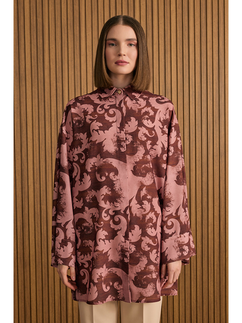 Bordo Desenli Tunik-1