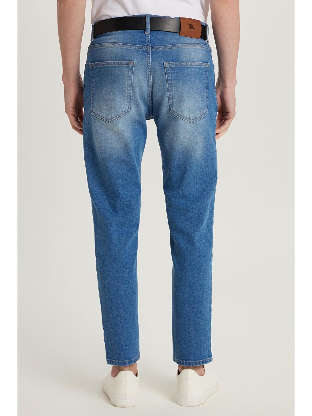 Erkek Regular Fit Normal Kesim Denim Yıkamalı Düz Paça Mavi Jean Pantolon-4