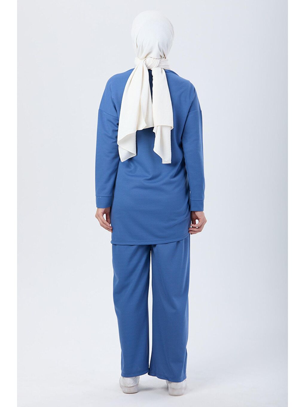 Bisiklet Yaka Kadın Mavi Tunik Pantolon - 13093-4