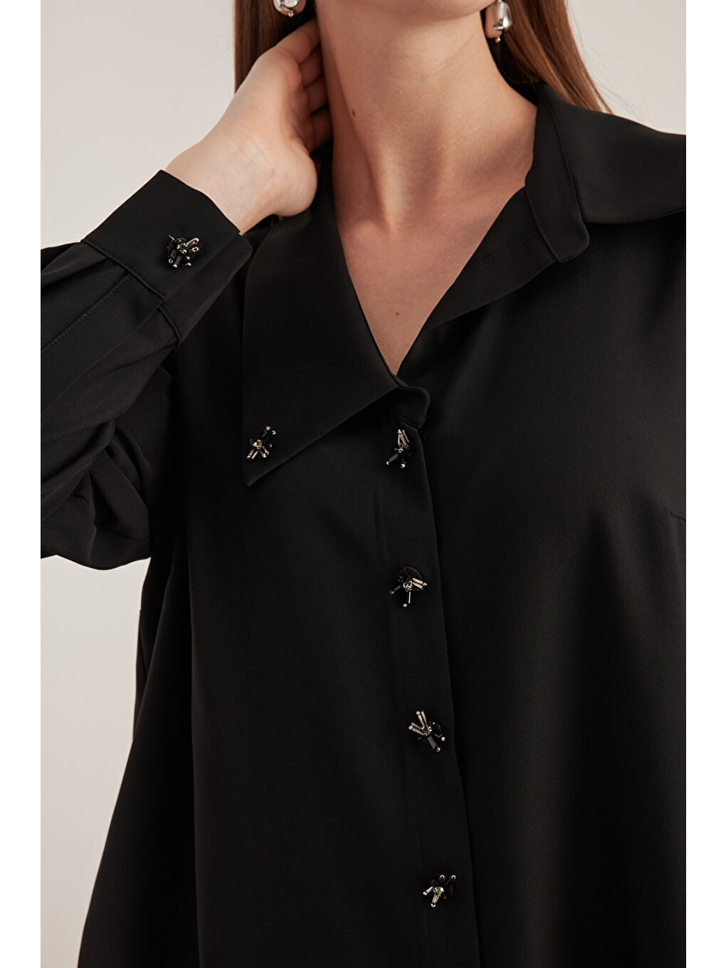 Siyah Mendil Yaka Bluz-3