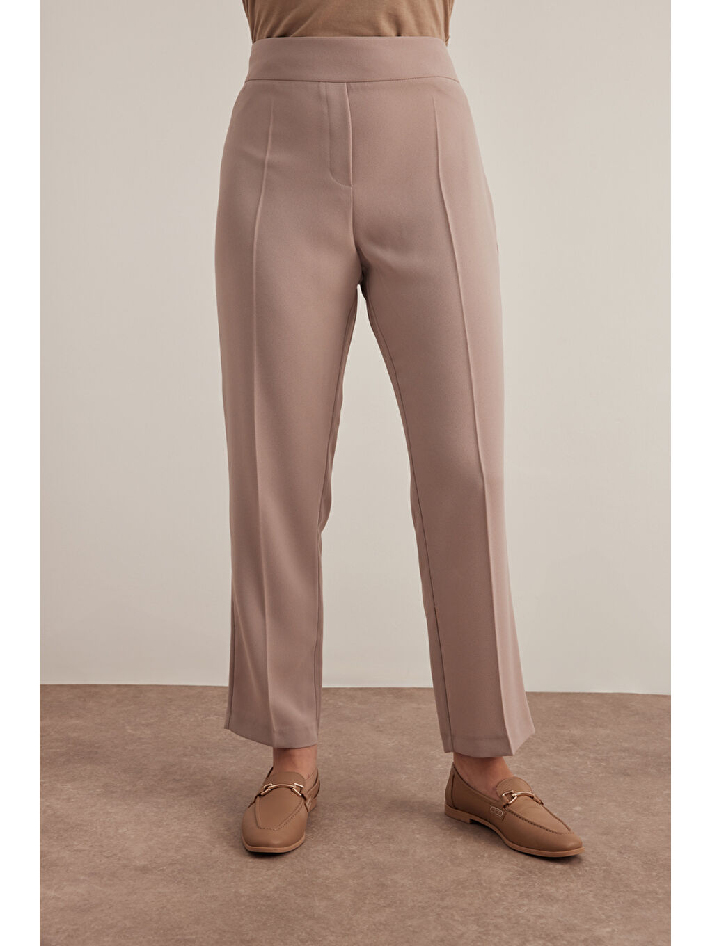 Bej 3649112 Arka Bel Lastikli Pantolon-1