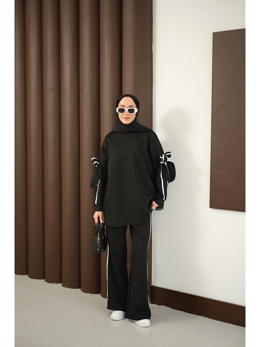 Kadın Fiyonk Detaylı İkili Takım Siyah-4