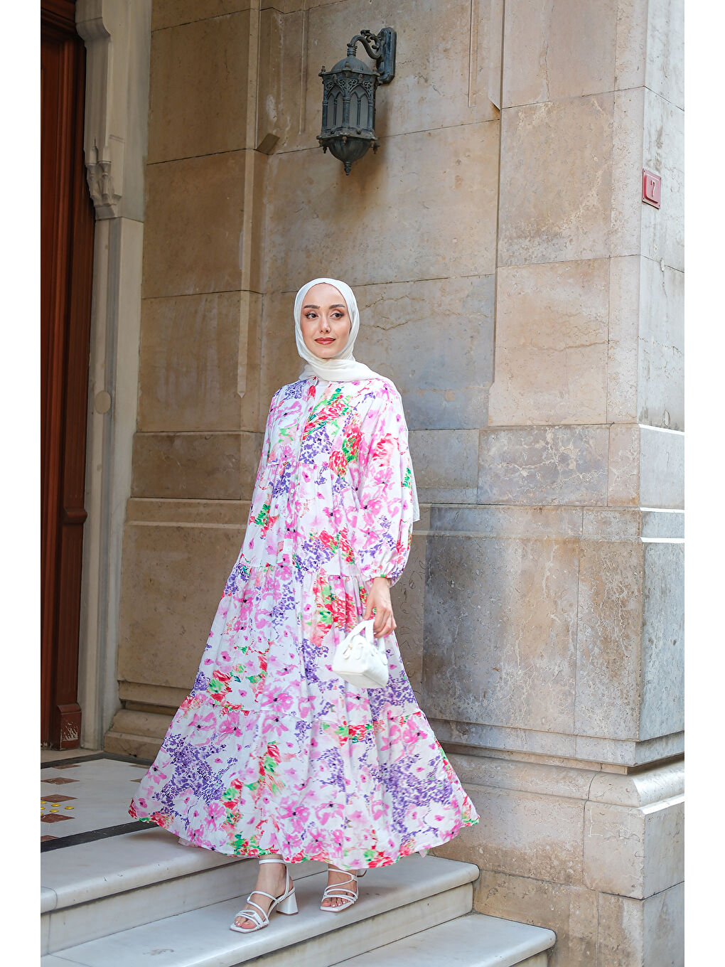 Kadın Şekil Desen Elbise Fuşya