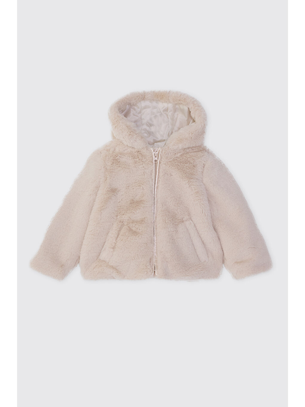Kız Bebek Ekru Pelüş Mont