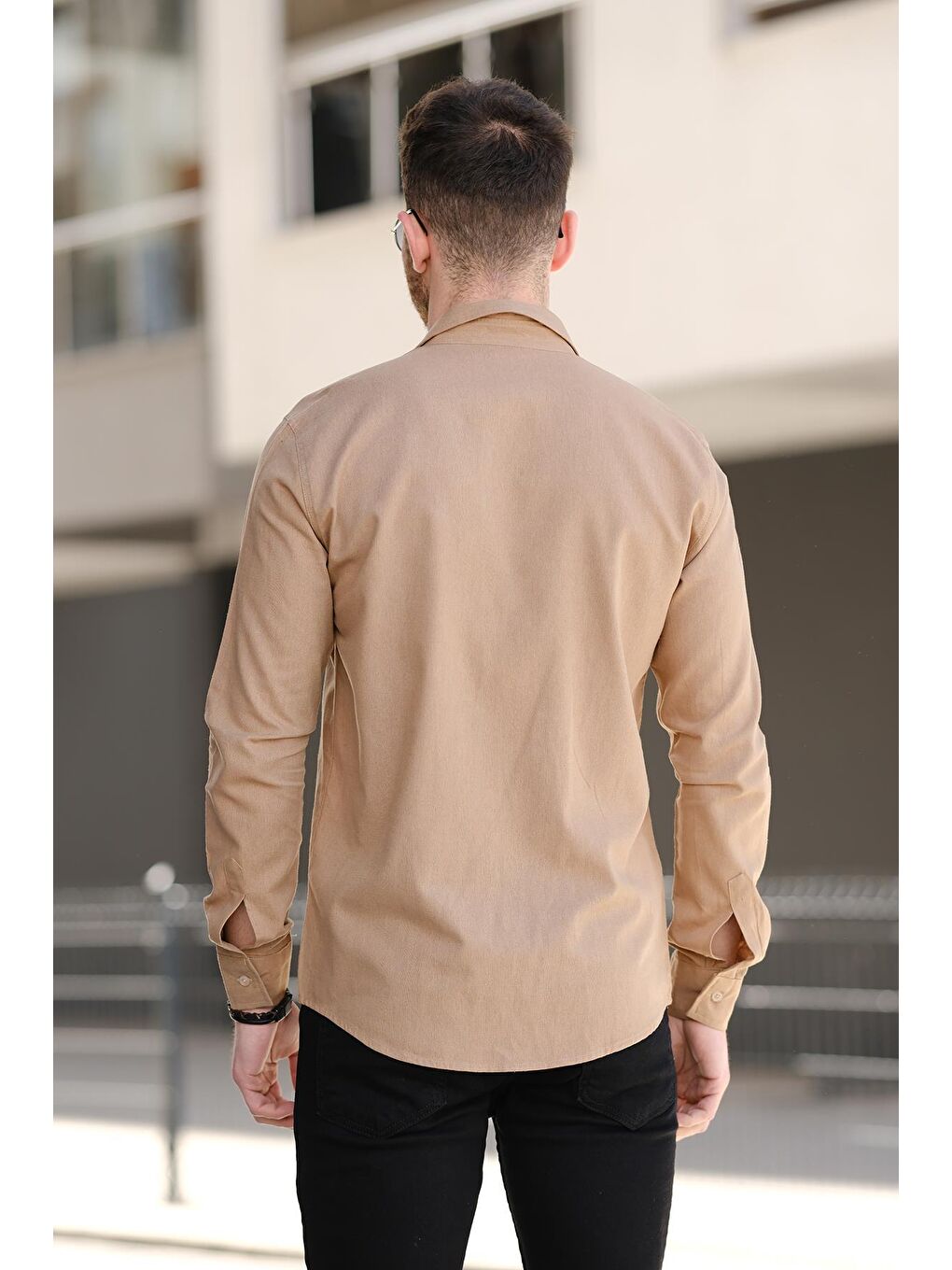 Kahverengi Slim Fit Elastanlı Gizli Kanun Model Erkek Gömlek-2