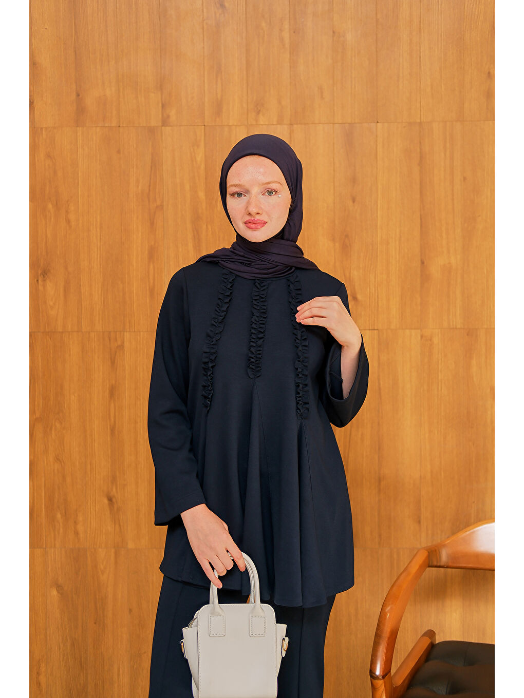 Kadın Godeli İkili Takım Lacivert-1