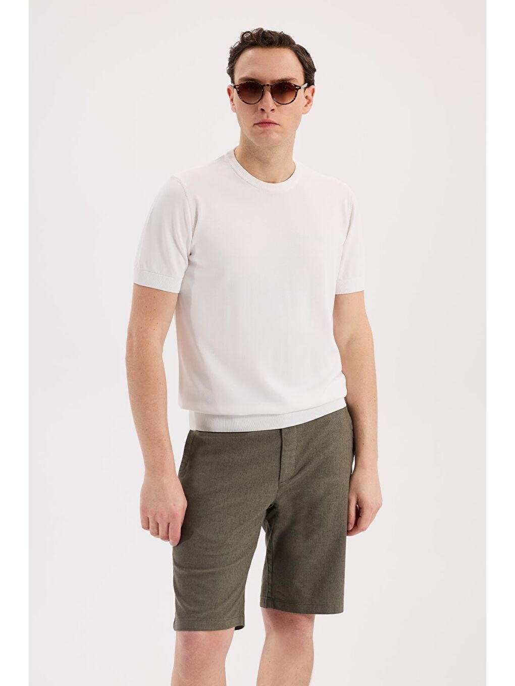 Beyaz Slim Fit Bisiklet Yaka Rayon T-Shirt