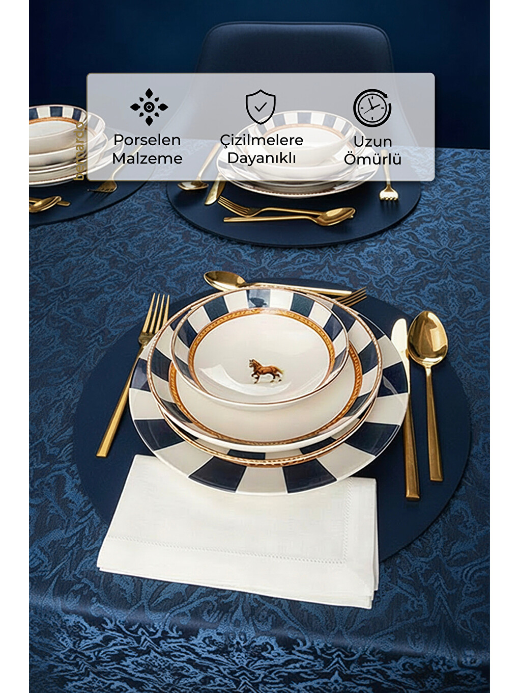 Royal 24 Parça Porselen Yemek Takımı Mavi-6
