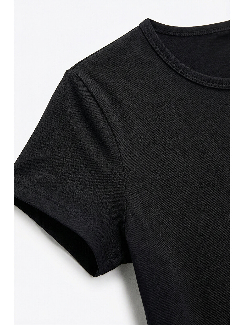 Siyah Basic Sandy Örme T-shirt SİYAH LZE0009-2