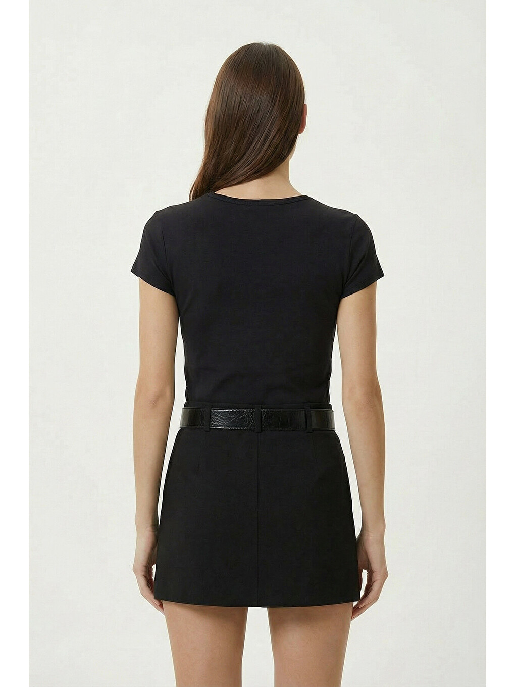Siyah Basic Sandy Örme T-shirt SİYAH LZE0009-3