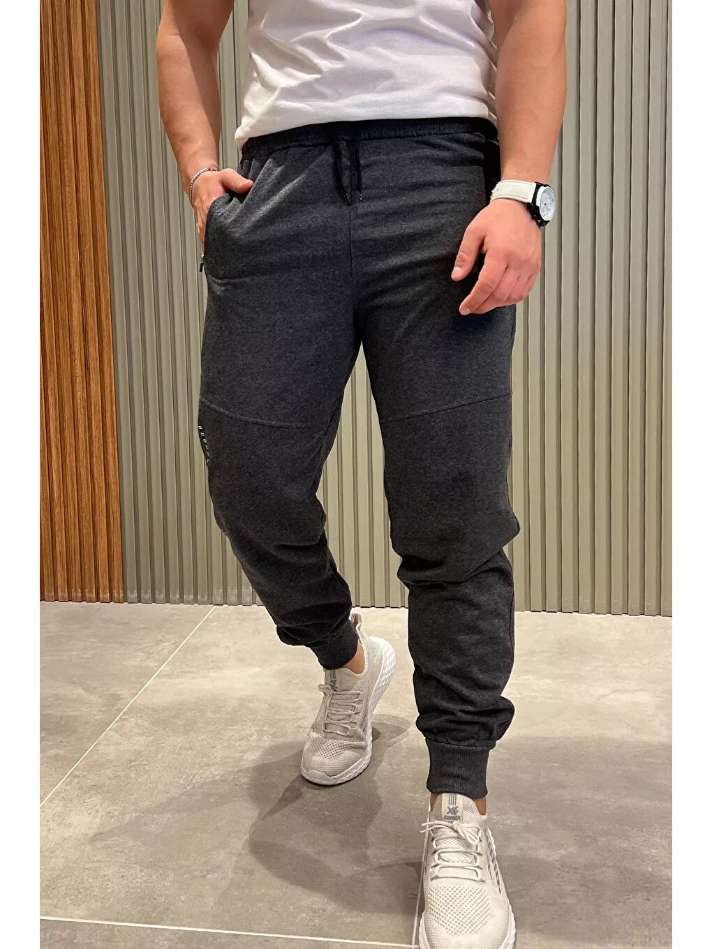 Antrasit Erkek Paça Ribanalı Jogger Eşofman Altı