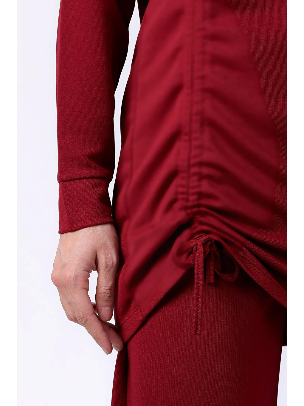 Bisiklet Yaka Kadın Bordo Tunik Pantolon - 13093-3