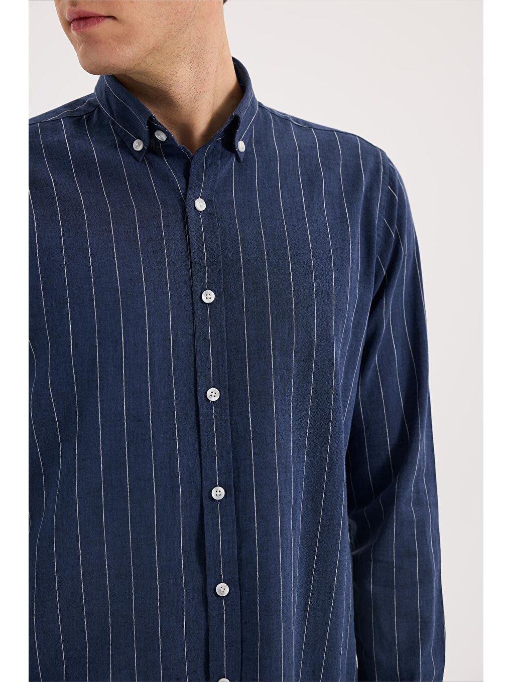 Mavi Saks Comfort Fit  Düğmeli Yaka Pamuklu Gömlek-2