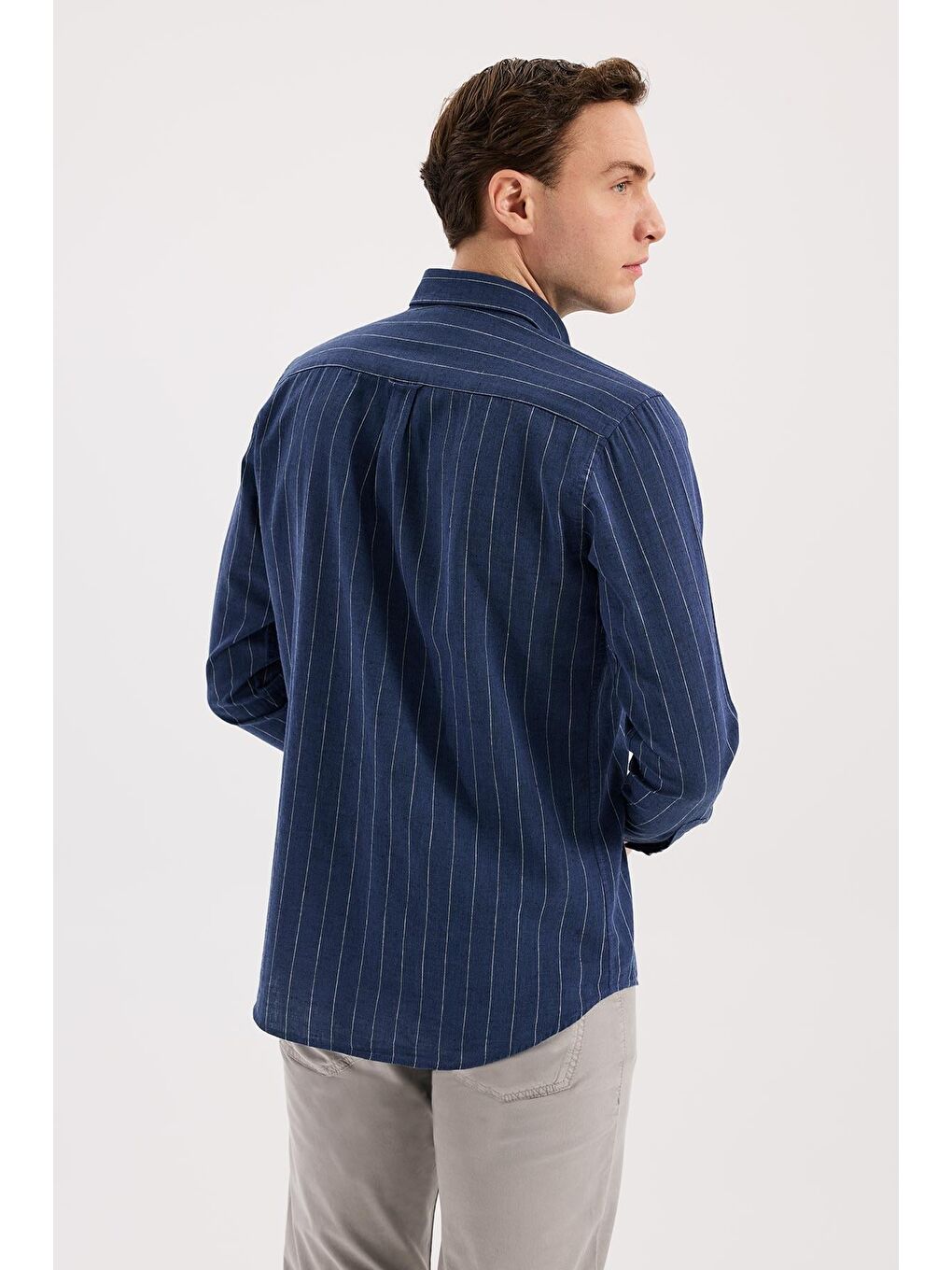 Mavi Saks Comfort Fit  Düğmeli Yaka Pamuklu Gömlek-3