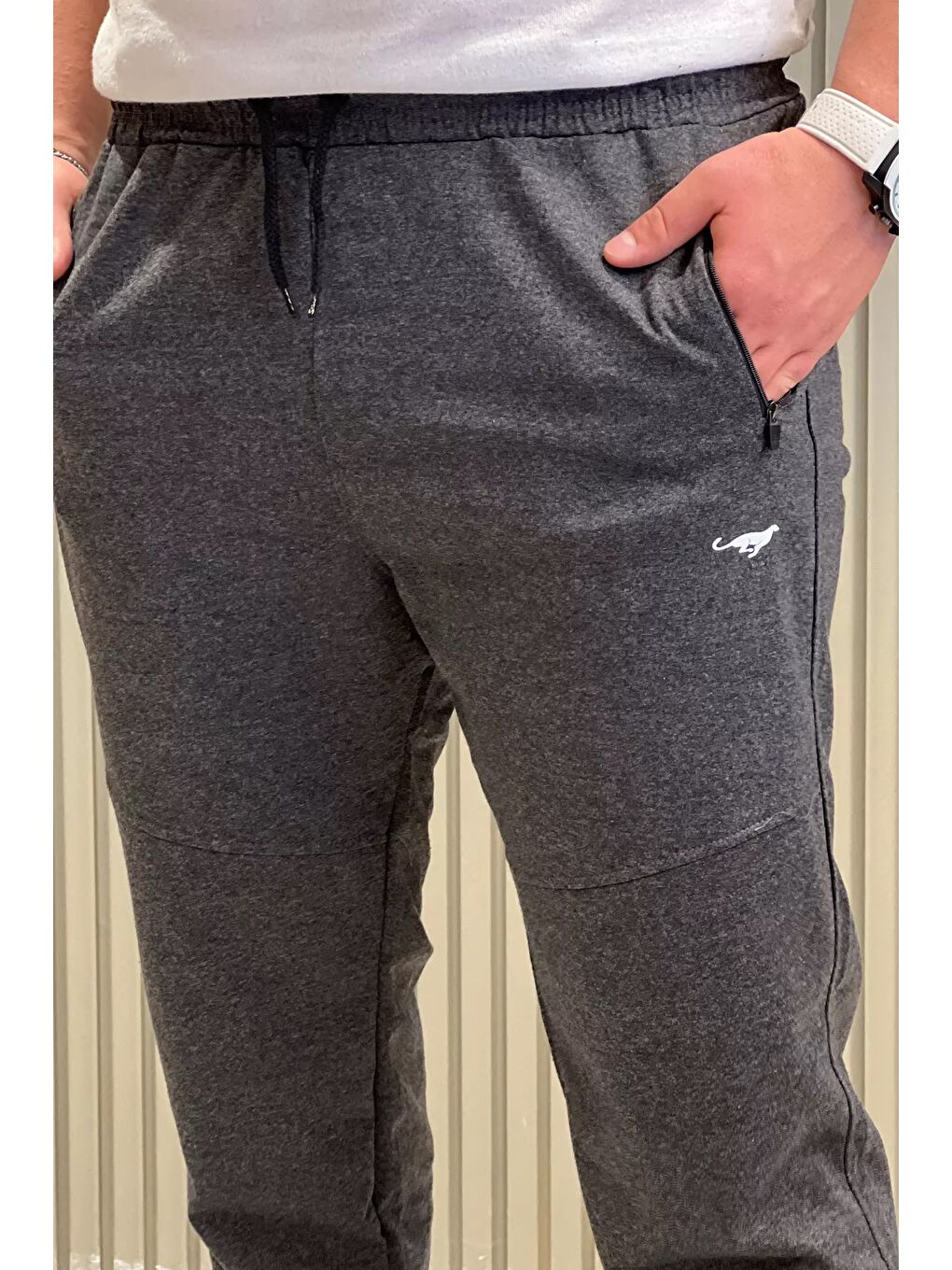 Antrasit Erkek Paça Ribanalı Jogger Eşofman Altı-3