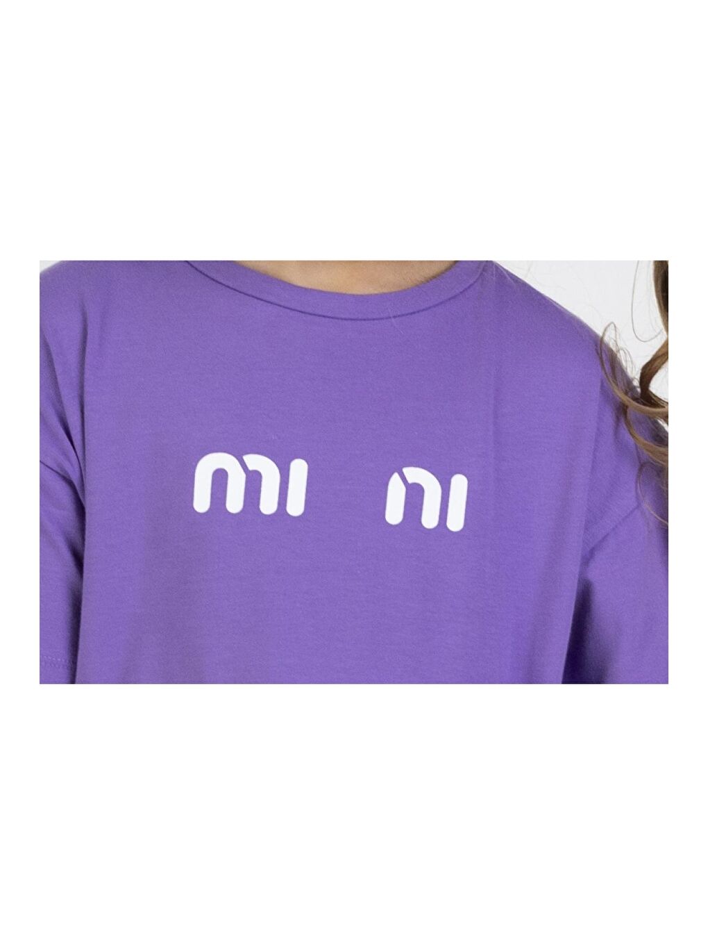 Mor Kız Çocuk Mini Baskılı Tunik Model Yazlık Basic Takım 6-9 yaş-3