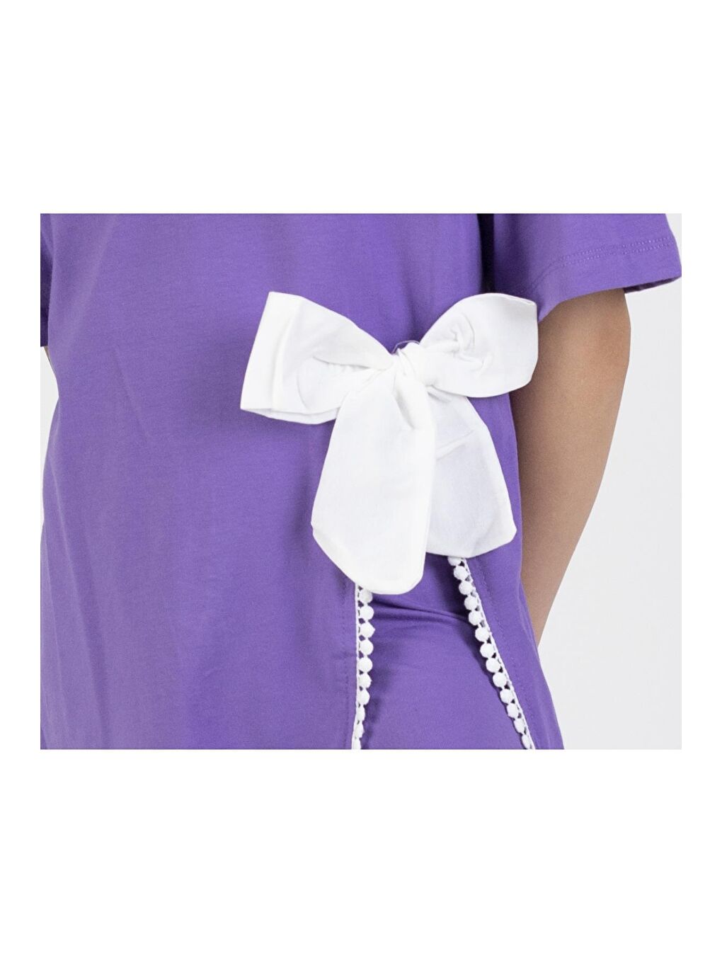 Mor Kız Çocuk Mini Baskılı Tunik Model Yazlık Basic Takım 6-9 yaş-4