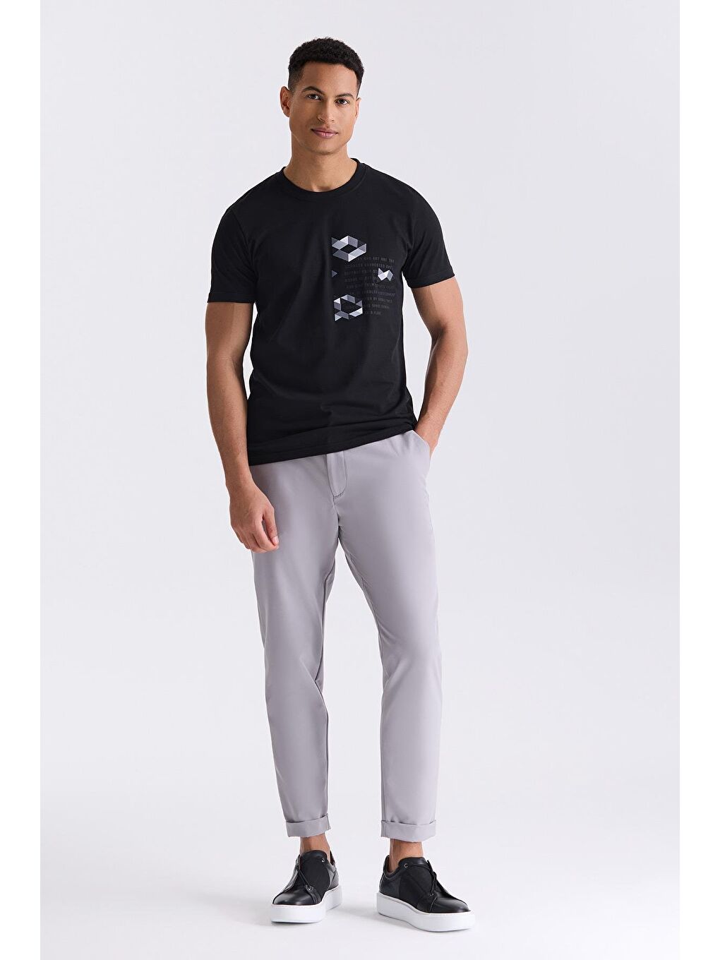 Siyah Slim Fit Bisiklet Yaka T-Shirt-1