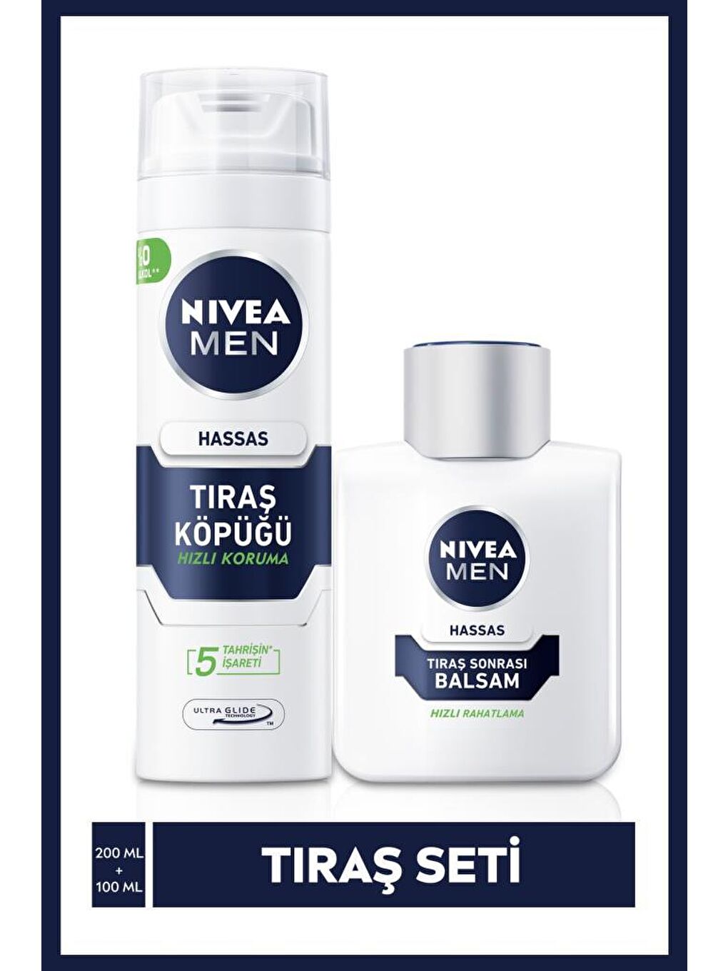 NIVEA Men Hassas Tıraş Seti, Tıraş Köpüğü 200 ml, Tıraş Sonrası Balsam 100 ml, Hassas Ciltler Için