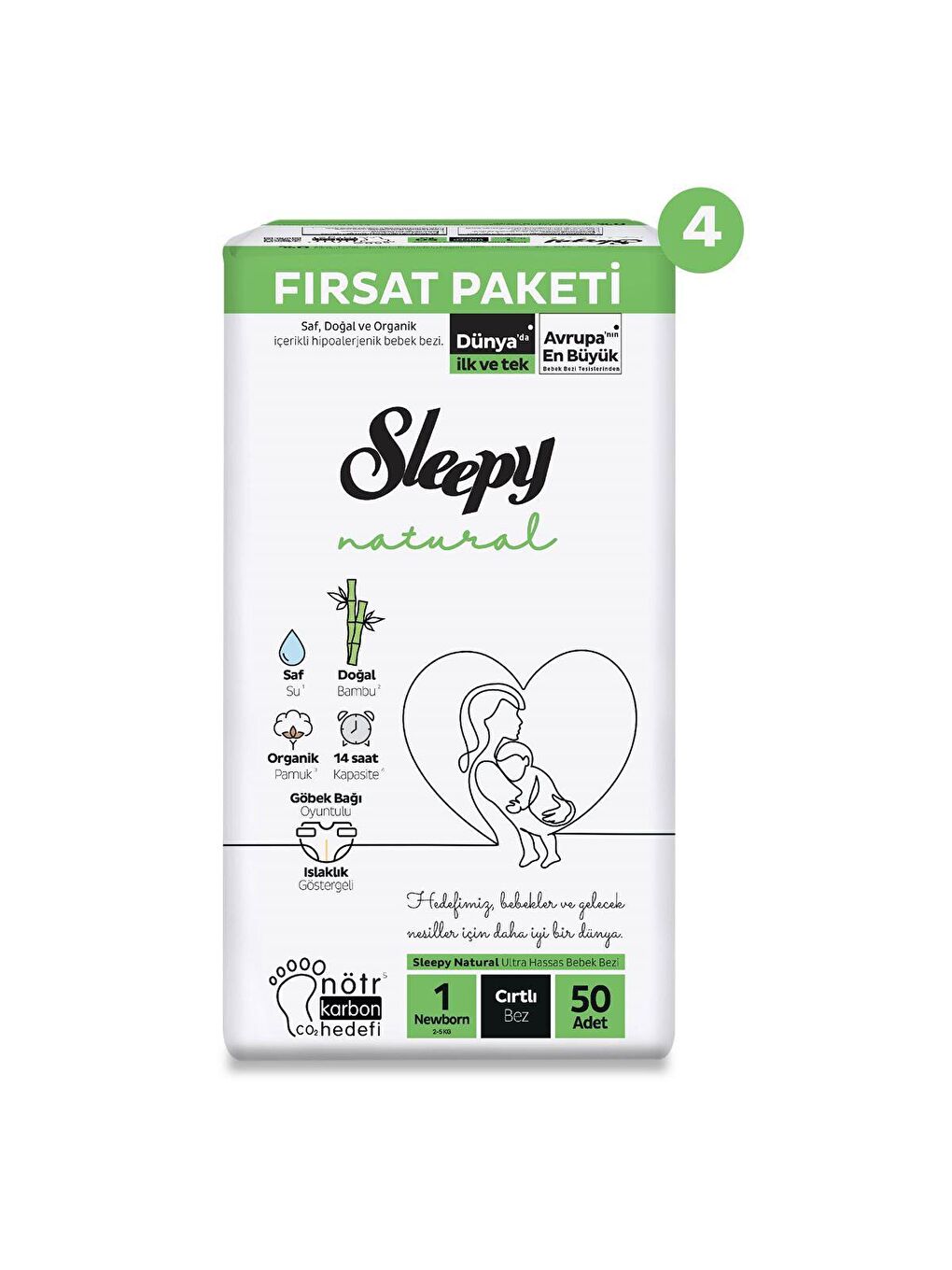 Sleepy Natural Mega Fırsat Paketi Bebek Bezi 1 Numara Newborn 200 Adet - 1