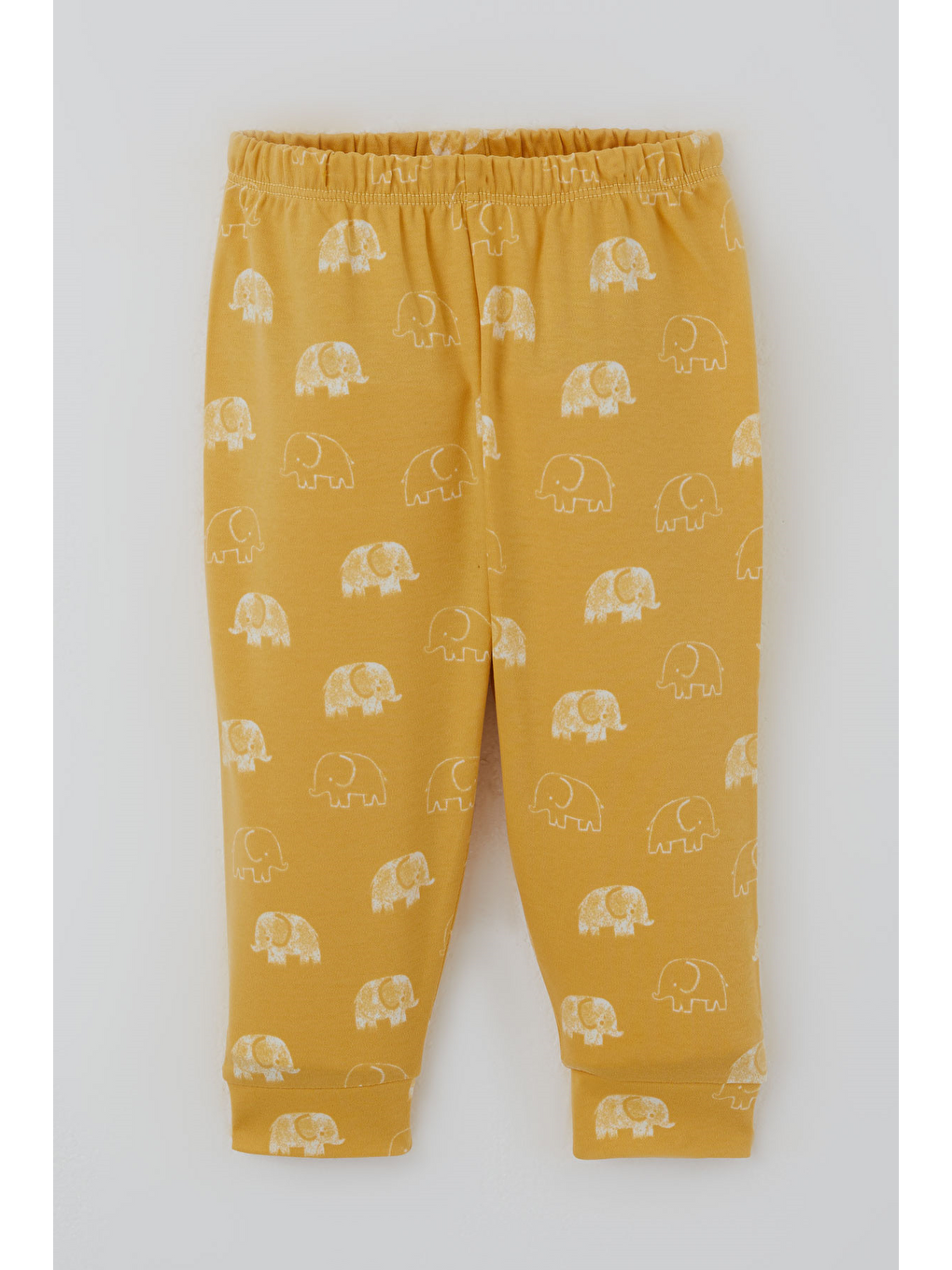 Erkek Bebek Pijama Takımı Sevimli Bebek Fil Desenli Önden Çıtçıtlı Hardal Sarı (4 Ay - 1 Yaş)-2