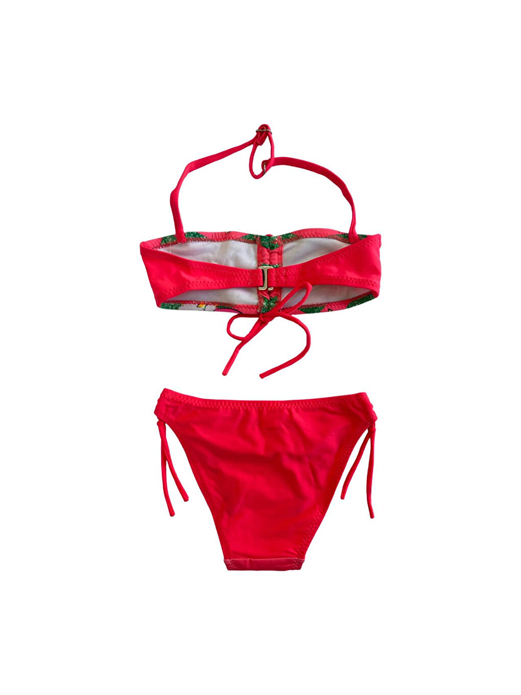 Kız Çocuk Neon Pembe Desenli 2-8 Yaş Straplez Bikini Takım HZL24S-LC3658-2