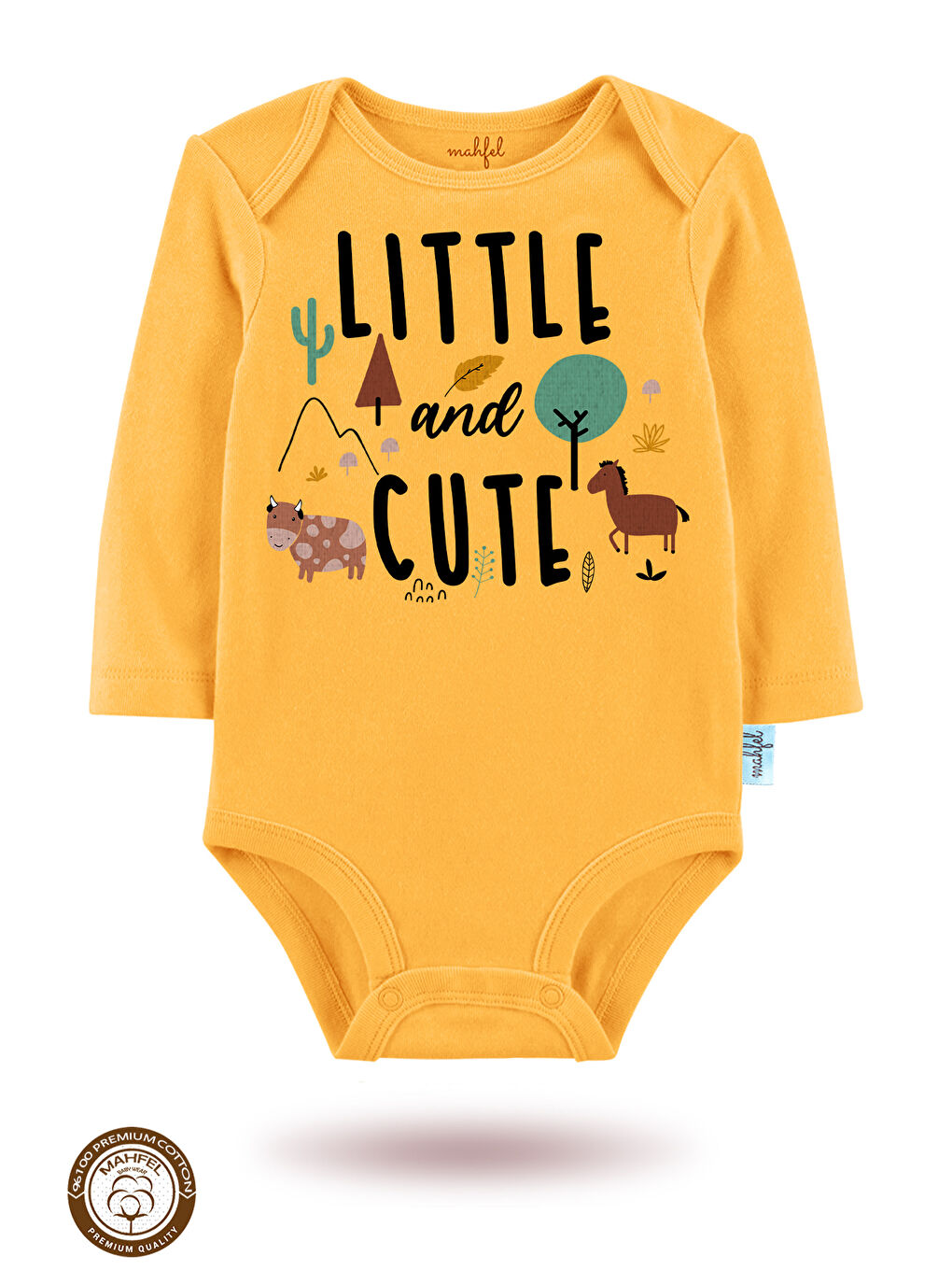 Bej 3 lü  100 Pamuklu Organik Baskılı Çıtçıtlı Bebek Body Zıbın-2