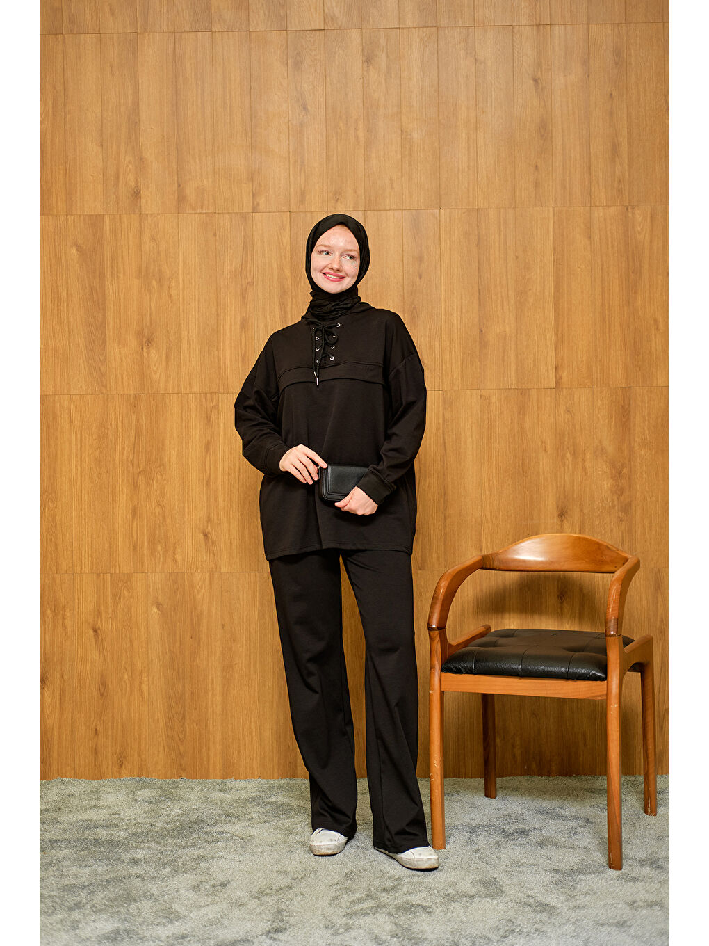 Kadın Kordonlu Takım Siyah