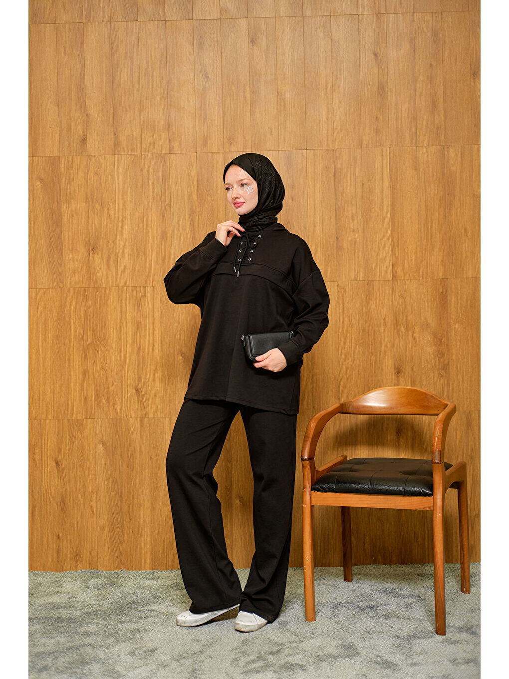 Kadın Kordonlu Takım Siyah-2