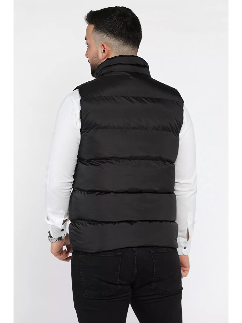 Siyah Erkek Çift Cepli Şişme Astarlı Yelek-2