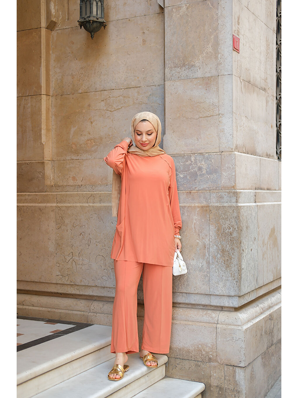 Kadın Parça Detay İkili Takım Turuncu