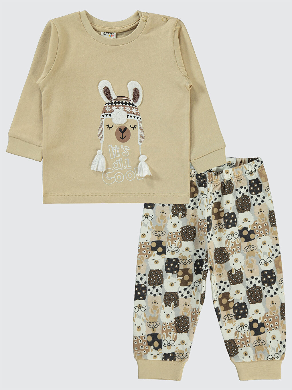 Kahverengi Baby Kız Bebek Pijama Takımı 6-18 Ay Sütlü Kahve