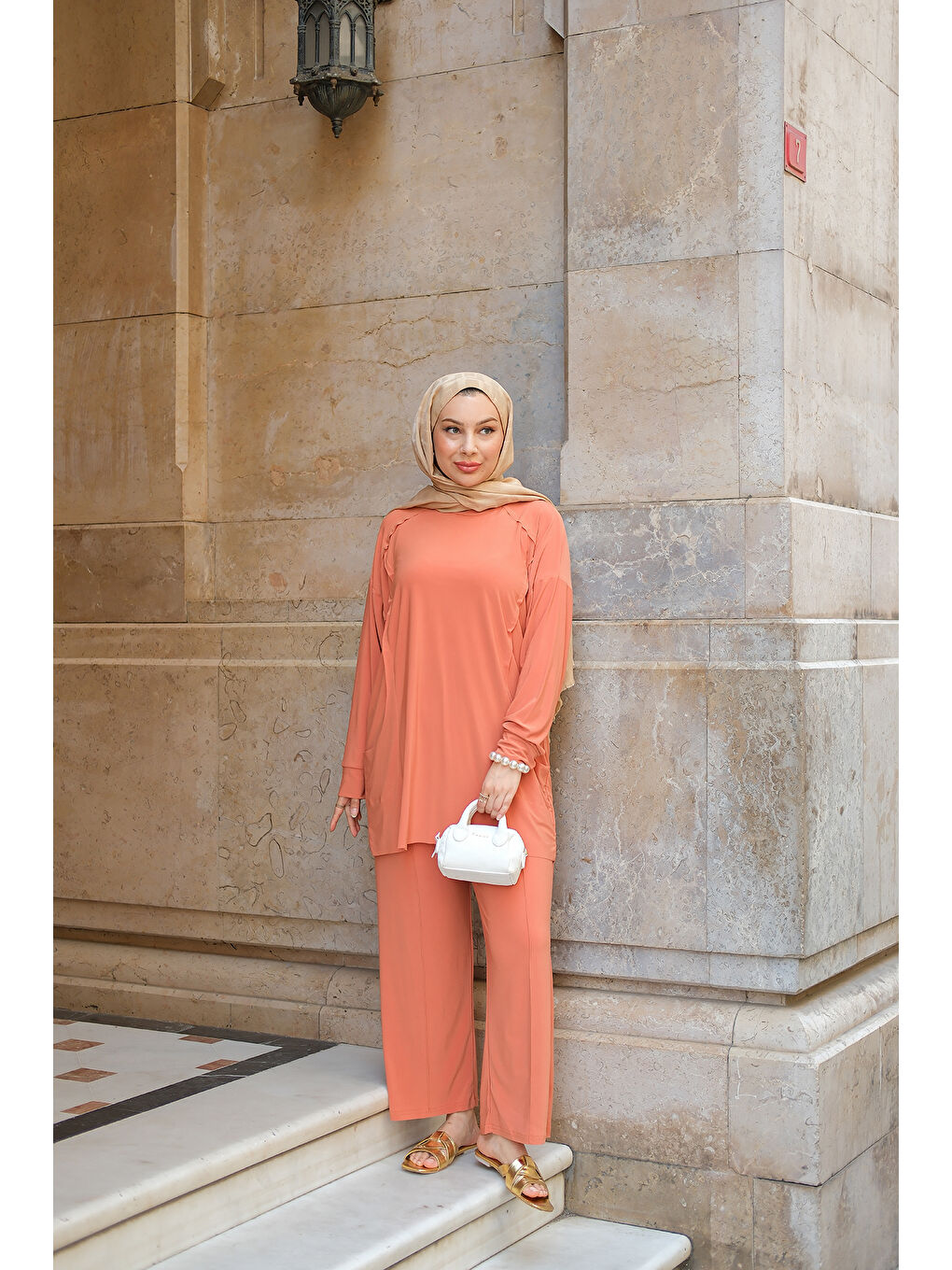Kadın Parça Detay İkili Takım Turuncu-2