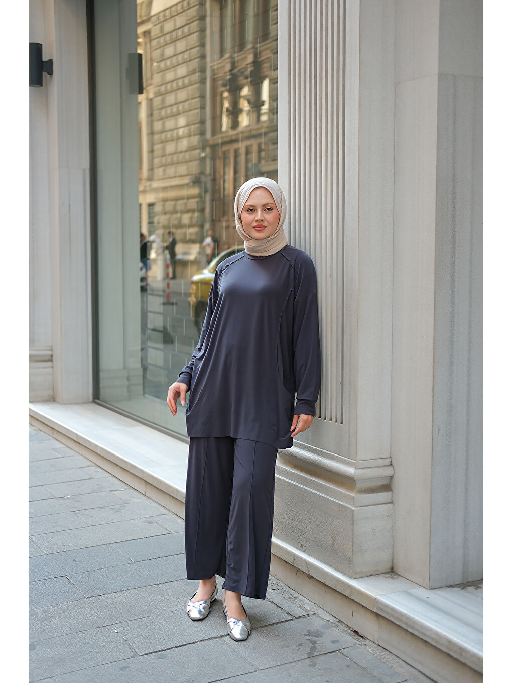 Kadın Parça Detay İkili Takım Antrasit