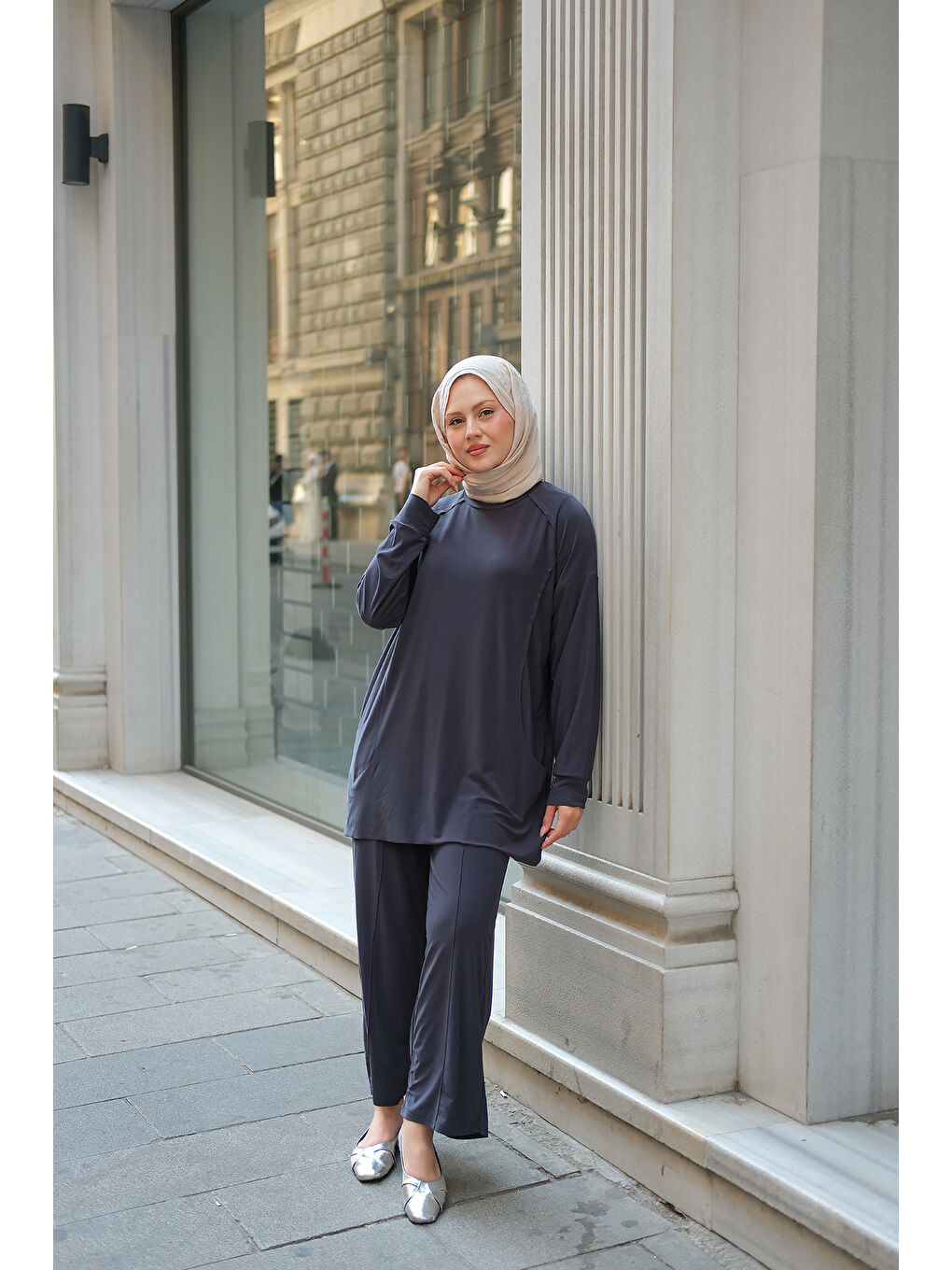 Kadın Parça Detay İkili Takım Antrasit-3