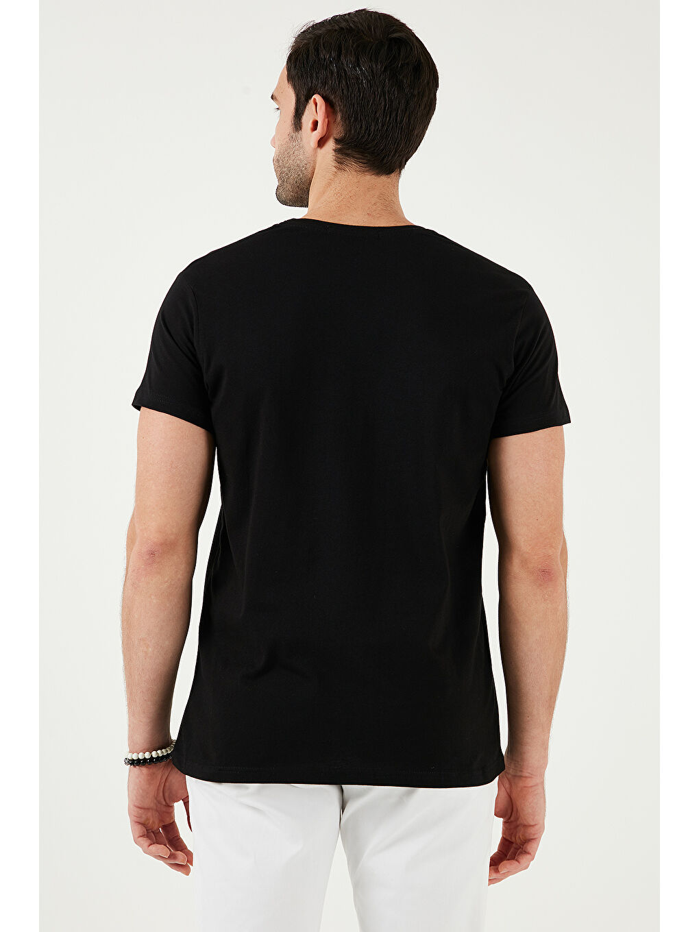 Siyah Pamuklu Slim Fit Bisiklet Yaka Baskılı %100 Pamuk Tişört 541TOLIve-5