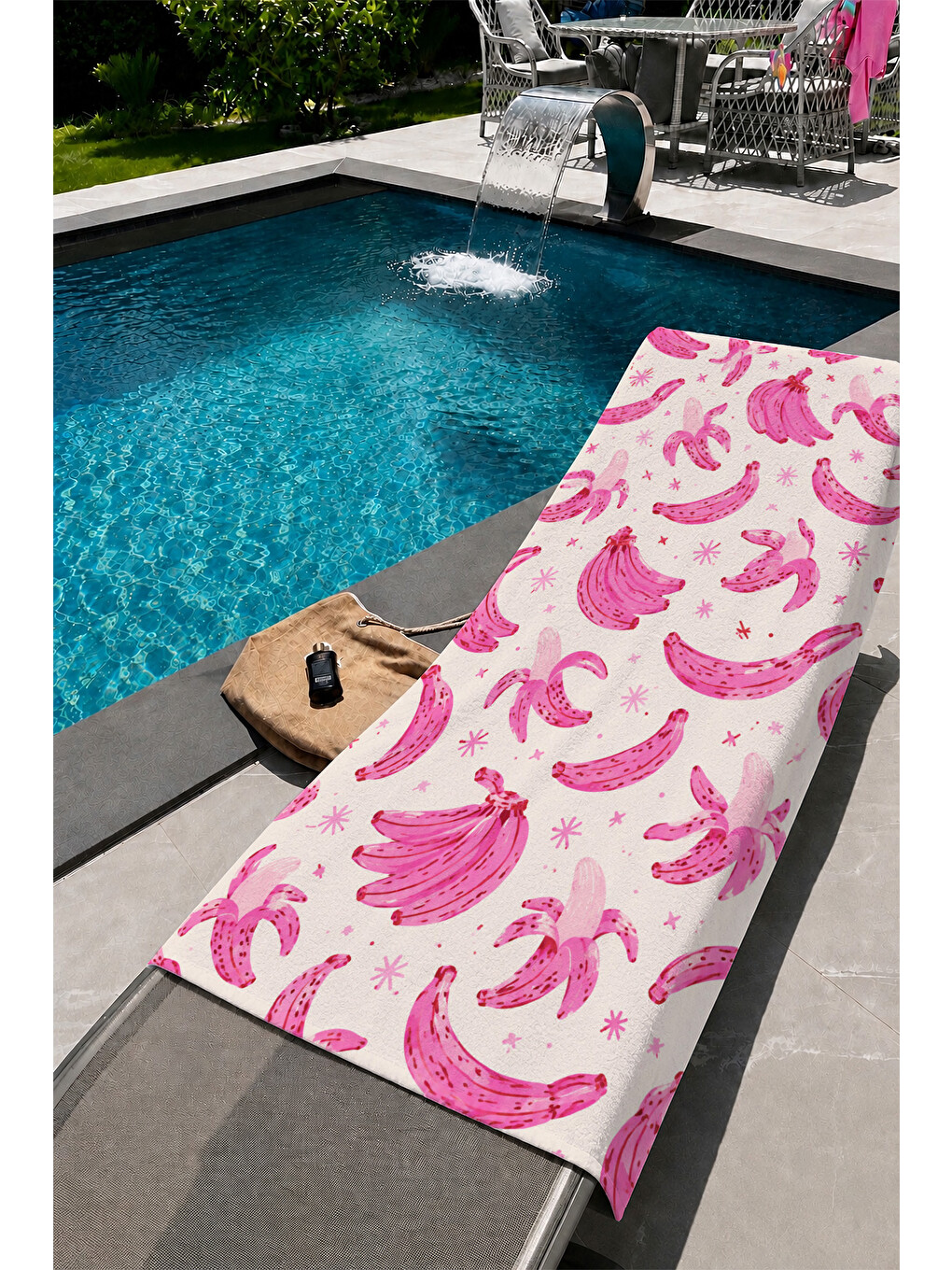 Lacivert Pembe Istakoz Ve Deniz Kabuğu Desenli 70x150 Plaj Havlusu-1