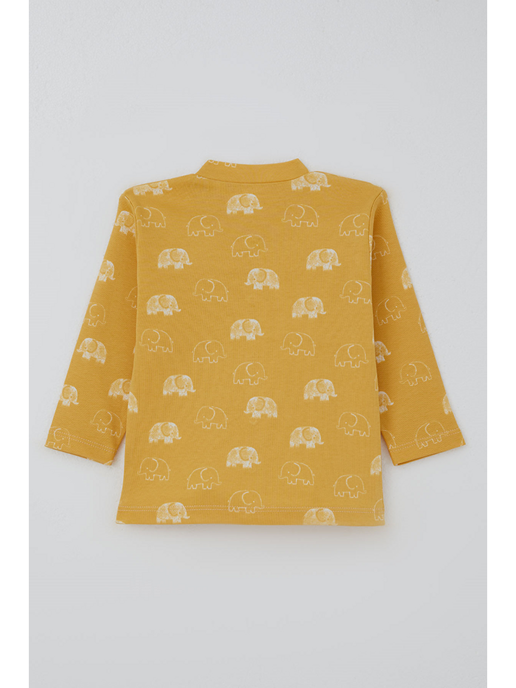 Erkek Bebek Pijama Takımı Sevimli Bebek Fil Desenli Önden Çıtçıtlı Hardal Sarı (4 Ay - 1 Yaş)-3