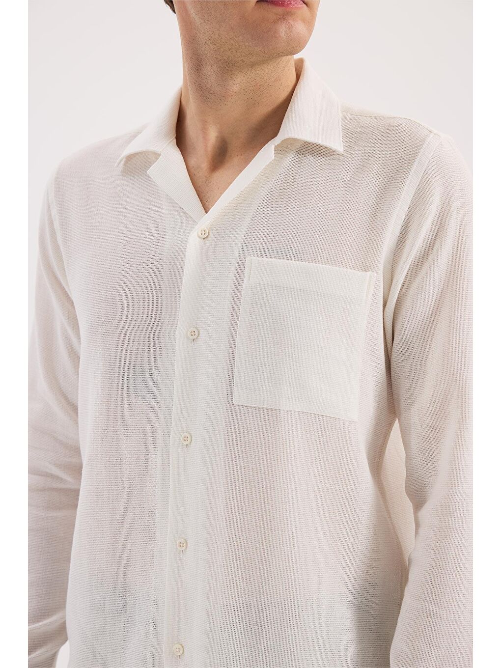 Beyaz Comfort Fit Apaş Yaka Pamuk Gömlek-2