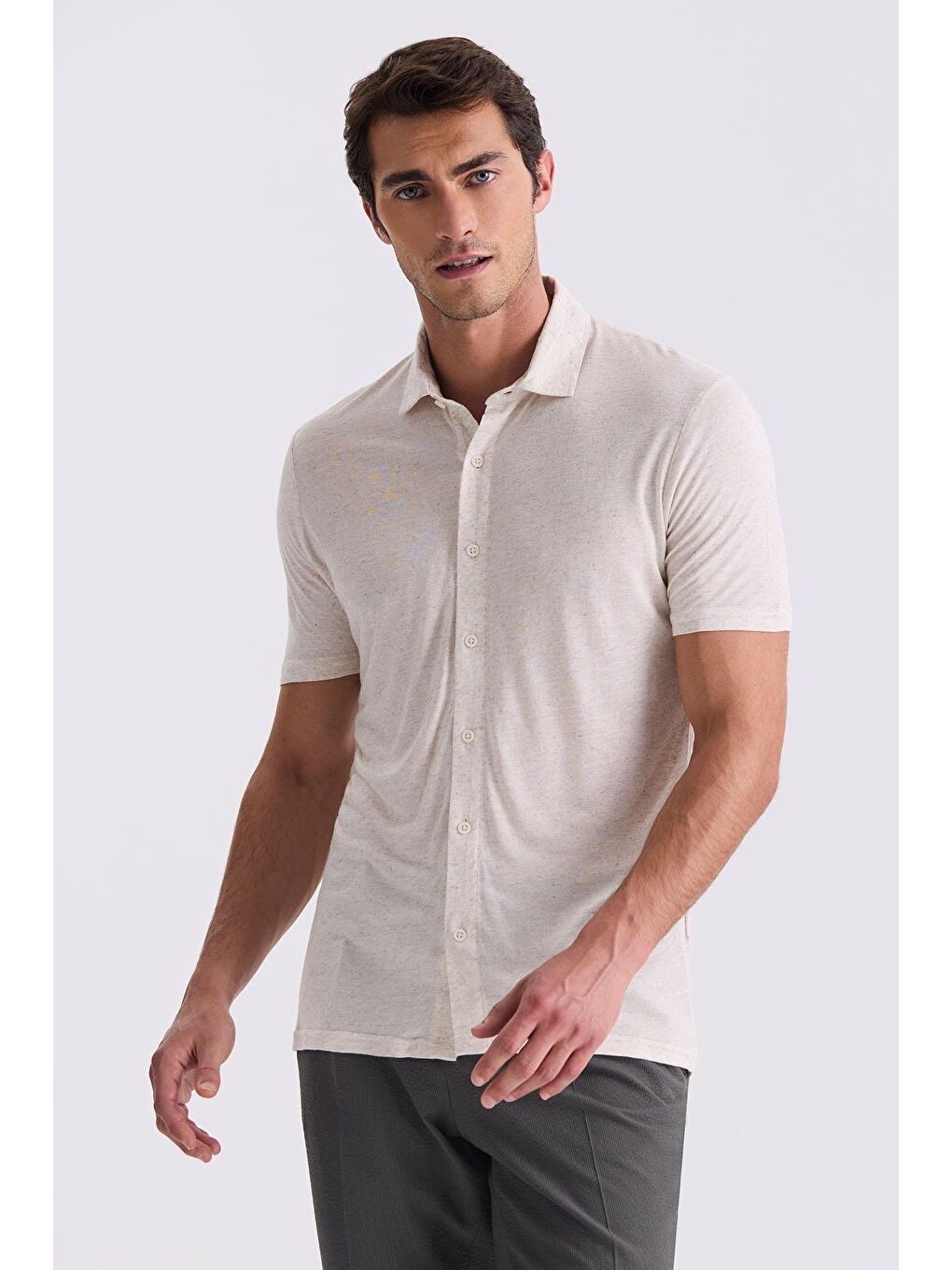 Bej Slim Fit Gömlek