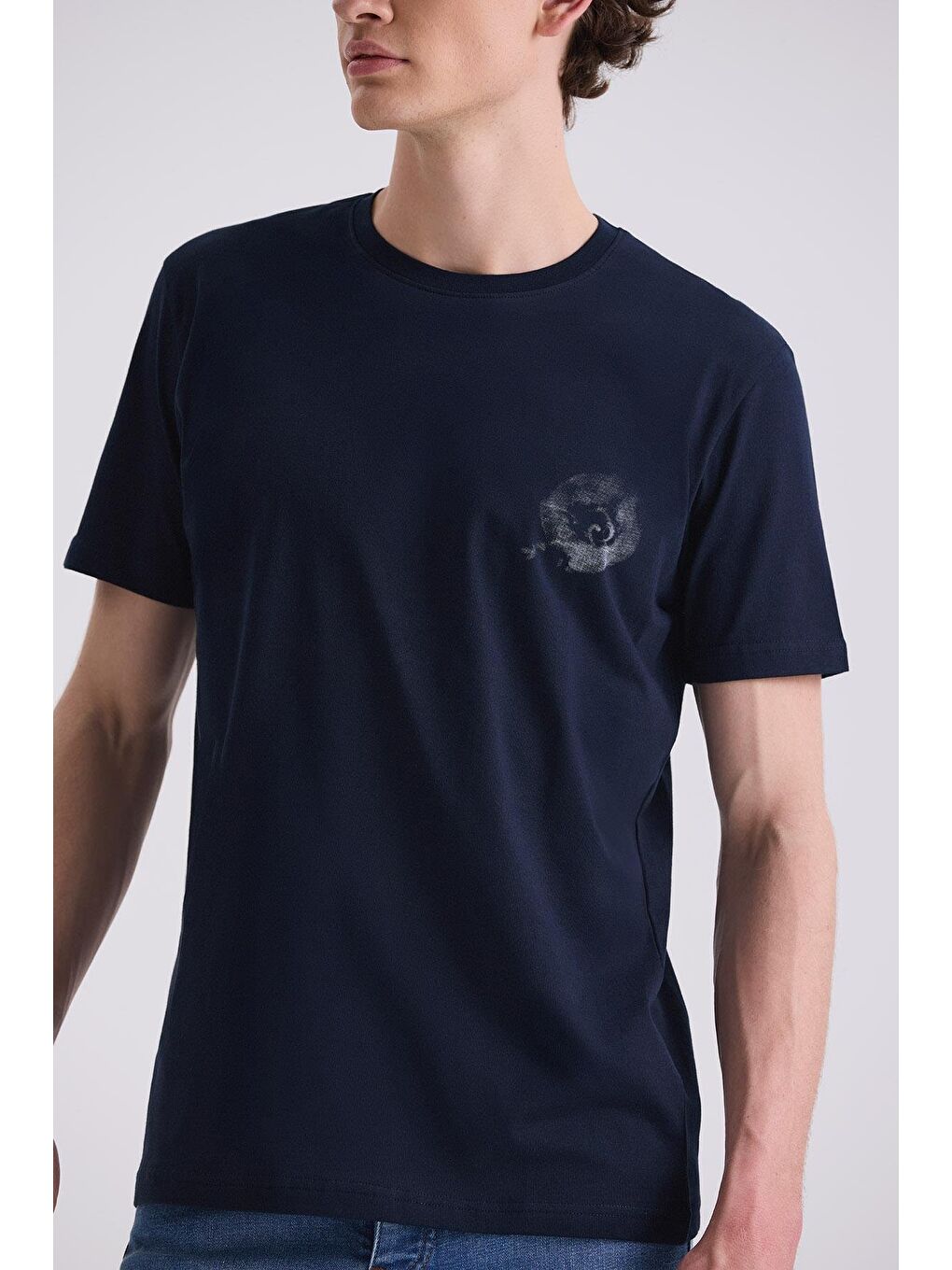 Lacivert Slim Fit Bisiklet Yaka T-Shirt-2