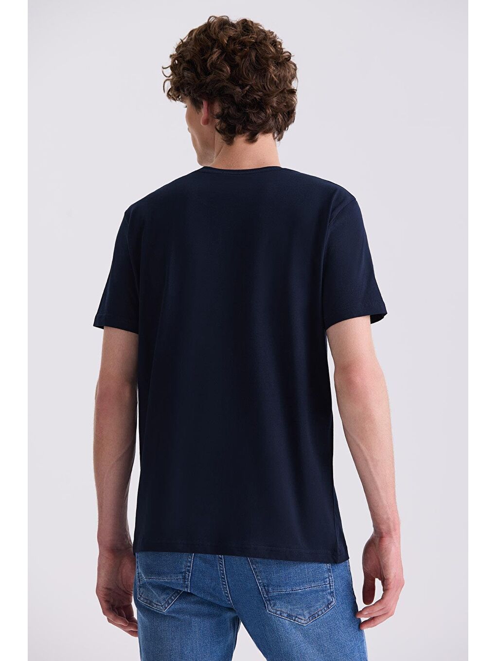 Lacivert Slim Fit Bisiklet Yaka T-Shirt-3