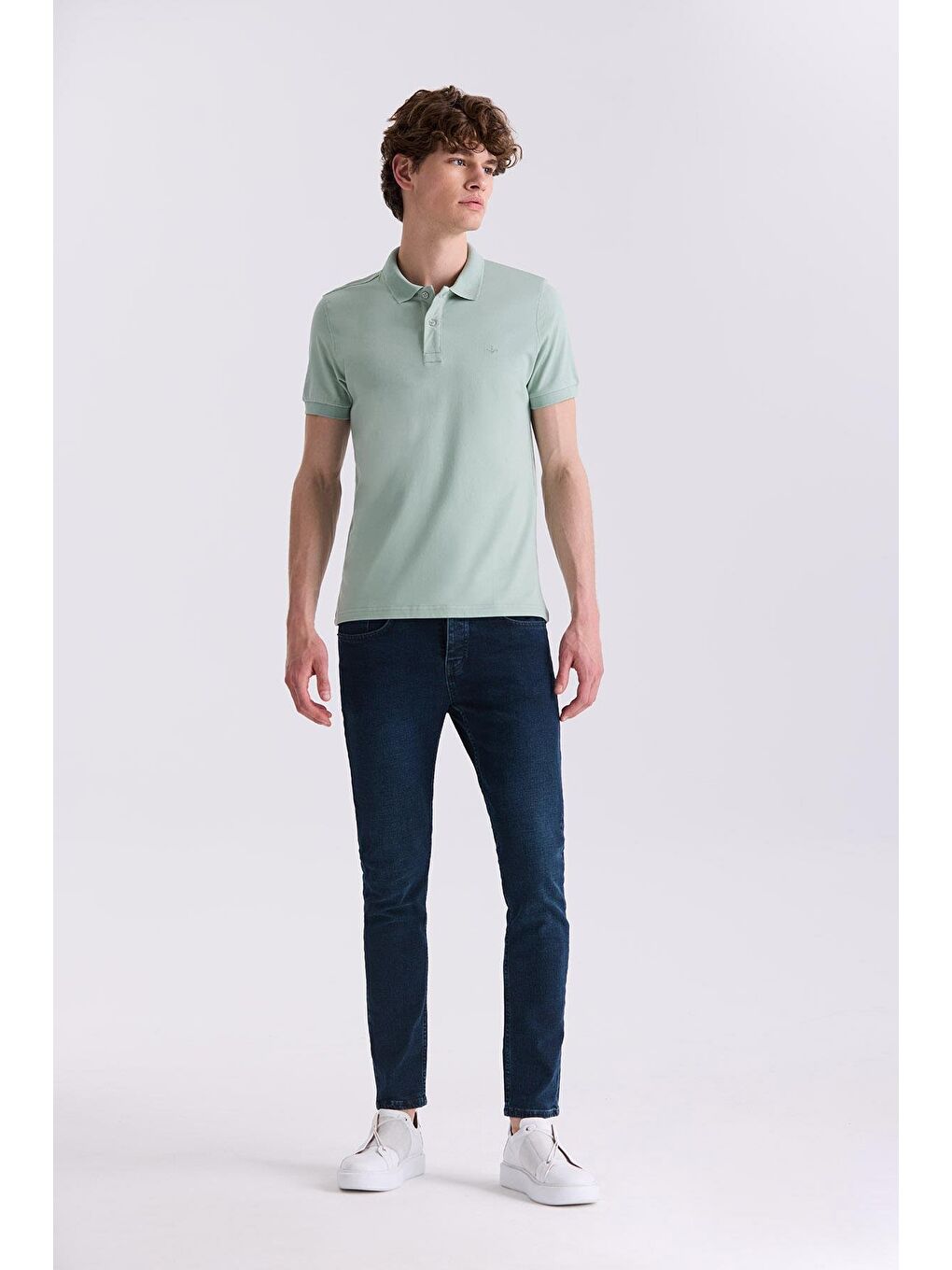 Yeşil Slim Fit Polo Yaka T-Shirt-1