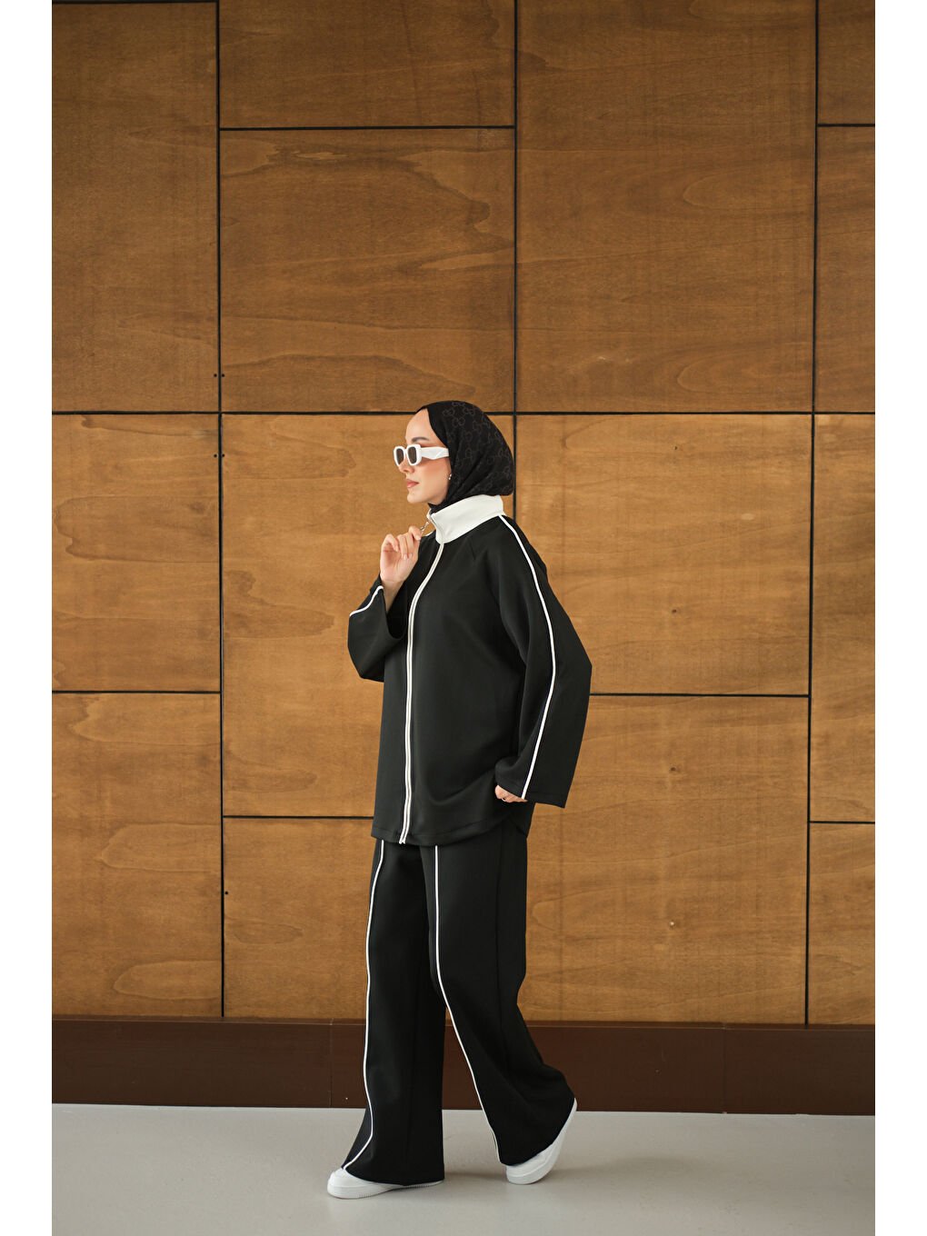 Kadın Reglan Kollu İkili Takım Siyah