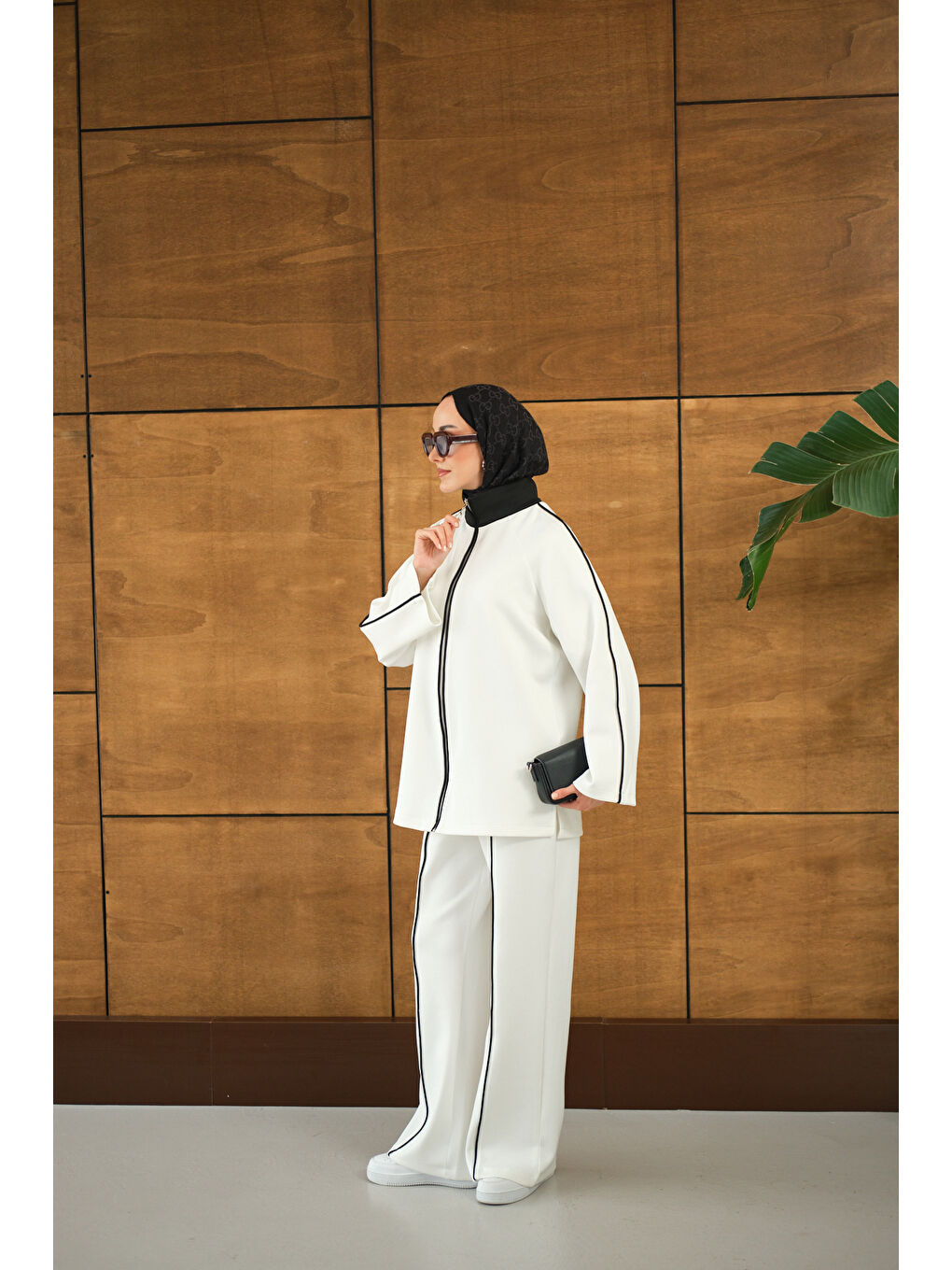 Kadın Reglan Kollu İkili Takım Beyaz-2